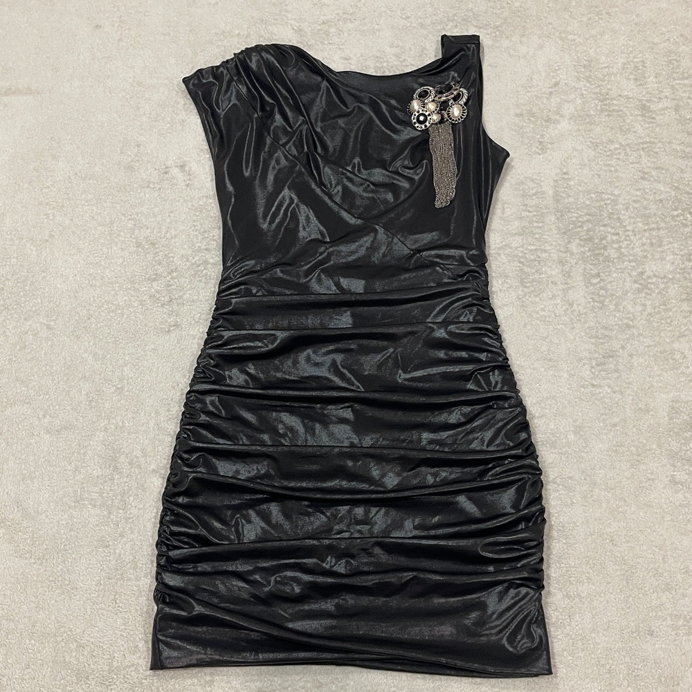 bebe Black Bodycon Dress with Brooch Size XS - Picture 3 of 14
